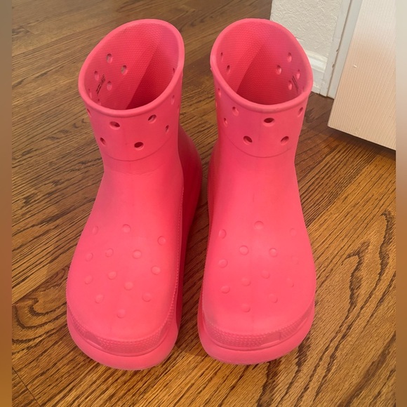 Crocs | Crush Rain Boots Mens 9‎ Womens 11 Pink Platform Heel - Picture 2 of 7